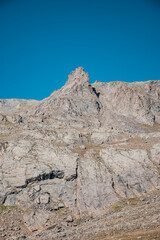 landscape and rock with blue sky and clouds