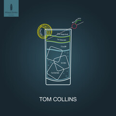 Vector illustration. Mixed alcohol drink. Cocktail