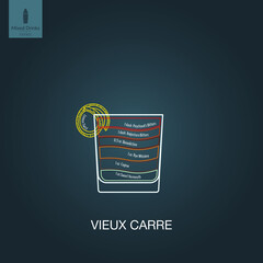 Vector illustration. Mixed alcohol drink. Cocktail