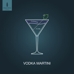 Vector illustration. Mixed alcohol drink. Cocktail