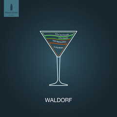 Vector illustration. Mixed alcohol drink. Cocktail