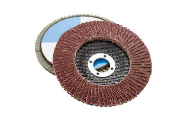 Sandpaper disk. flat sandpaper sanding grinding polishing wheels blades isolated on white with clipping path.