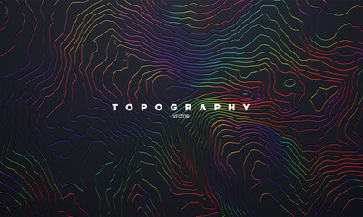 Rainbow topography pattern. Vector illustration of heights map topographic backdrop. - obrazy, fototapety, plakaty