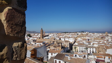 Scene from the historic town of Antequera in southern Spain; view from the citadel at the top of the mountain.