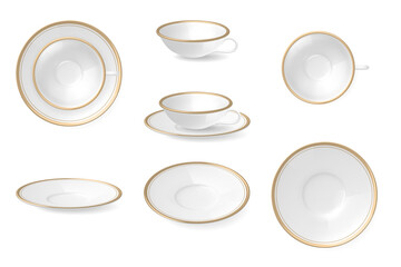 Plates Dishware Realistic Set