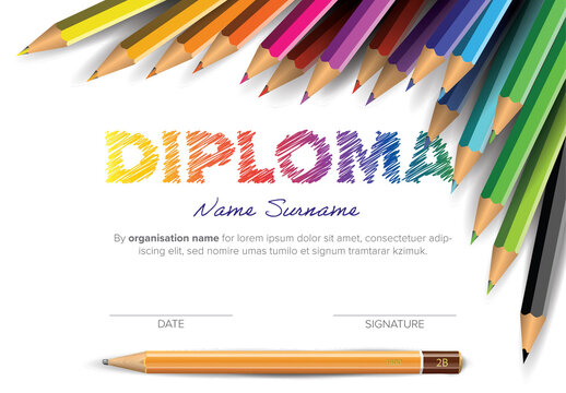 Children's Diploma Certificate Layout with Doodles