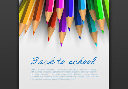 Back to School Banner Flyer with Text and Crayons