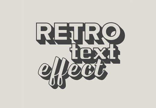 Simple Editable Retro Text Graphic Style Effect with Shadow
