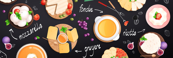 Cheese Flat Background Composition