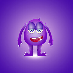 Cute monster. Cartoon hero purple. 3D. Funny toothbrush