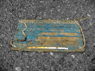 Fototapeta premium Medical mask on the ground