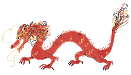 Red chinese dragon illustration 