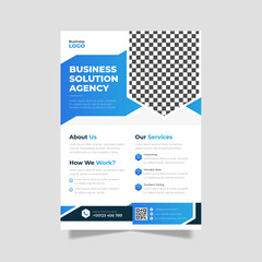 Creative Corporate business flyer and cover page design template. Modern blue and black promotional leaflet layout Vector.
