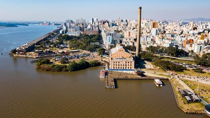 Porto Alegre RS - Aerial view of the Usina do Gasômetro region in Porto Alegre, Rio Grande do Sul