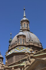 Fototapeta na wymiar Image of the dome of the Cathedral Basilica of Nuestra Señora del Pilar in Zaragoza, Aragon, Spain. Vertical image.