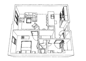 Apartment stylish interior design skech