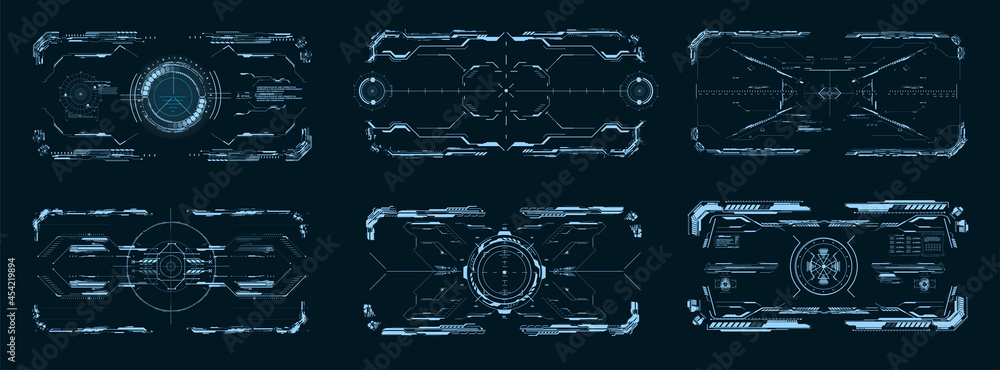 Leinwandbilder hud, gui, fui modern aiming system with device tilt level. futuristic head-up display design. spaces