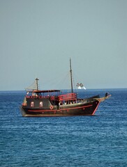 A pirate ship at sea