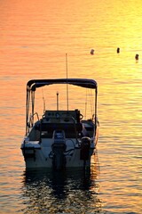 Fishing boat and orange dawn