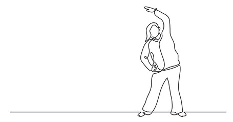 continuous line drawing of confident oversize woman exercising showing body positivity