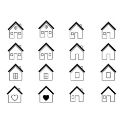 Home simple line icon set on white background,vector illustration