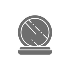 Compact makeup powder, palette of blush in case with mirror grey icon.
