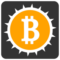 Bitcoin box icon with flat style. Isolated vector bitcoin box icon image, simple style.