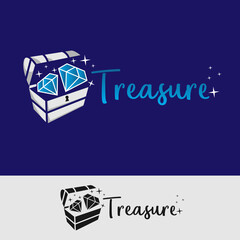 gold jewelery on the box treasure logo design vector illustration