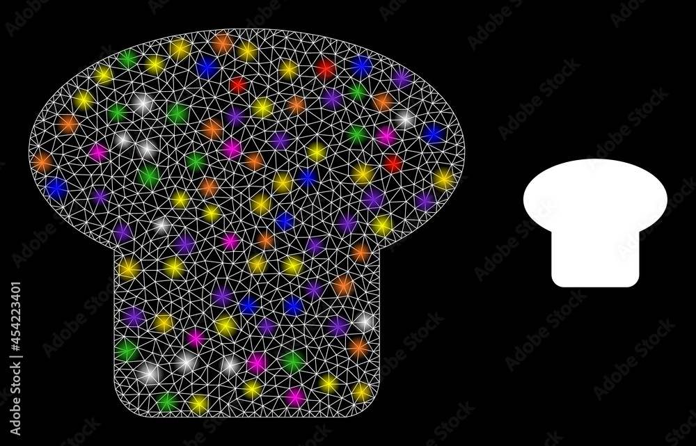 Poster bright mesh mushroom constellation icon with lightspots. illuminated vector constellation based on m