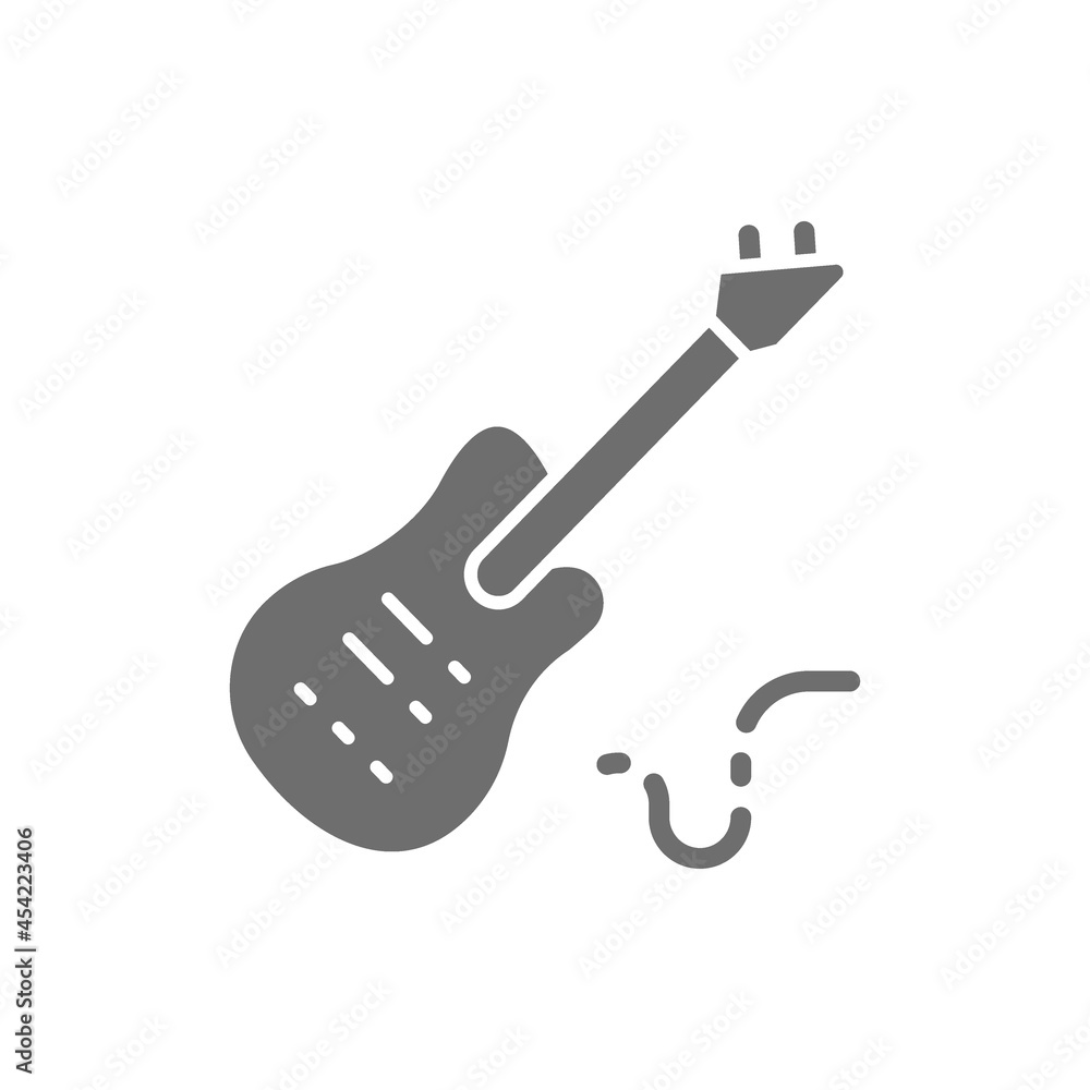 Sticker Electronic bass guitar, music instrument grey icon.