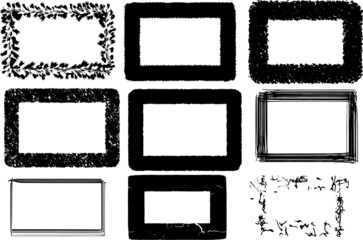 Grunge frame.Grunge background.Abstract vector template.Vector illustration. Set of frames in grunge style. Dirty frame with a splash of black paint.
 Transparent background. Design elements for banne