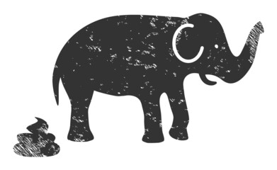 Elephant shit icon with grunge effect. Isolated vector elephant shit icon image with grunge rubber texture on a white background.