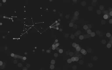 Abstract background. Molecules technology with polygonal shapes, connecting dots and lines. Connection structure. Big data visualization.