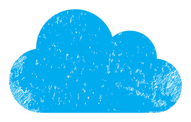 Cloud icon with scratched style. Isolated vector cloud pictogram with scratched rubber texture on a white background.