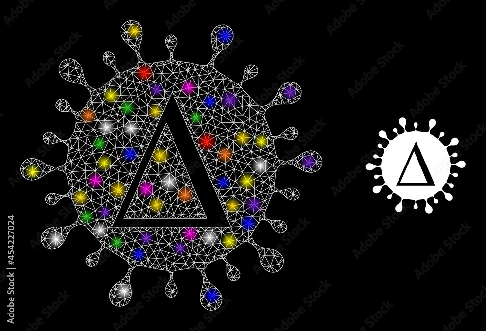 Poster bright net delta coronavirus constellation icon with light spots. illuminated vector constellation b