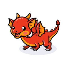 Cute red little dragon cartoon
