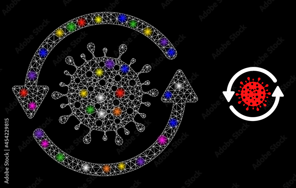 Poster flare mesh coronavirus update constellation icon with light spots. illuminated vector constellation 