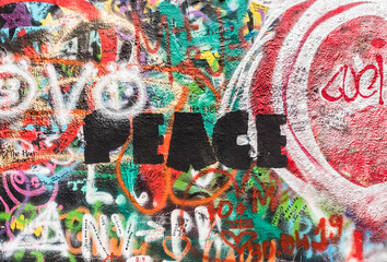 Colorful Wall Peace Graffitti 