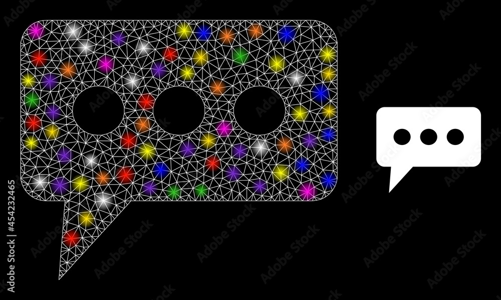 Poster flare network opinion cloud glare icon with light spots. illuminated vector constellation is created