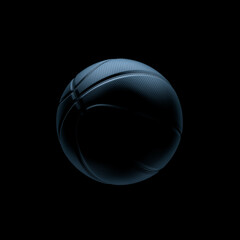 black basketball with mamba snake texture on black background. 3d rendering - obrazy, fototapety, plakaty