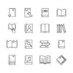 book icons set. Furniture pack symbol vector elements for infographic web