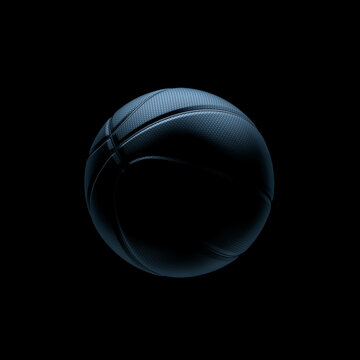 Black Basketball With Mamba Snake Texture On Black Background. 3d Rendering