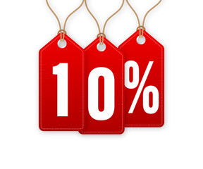 Obraz na płótnie Canvas Discount Tag -10 percent off. Hangtags Sale. Vector illustration.