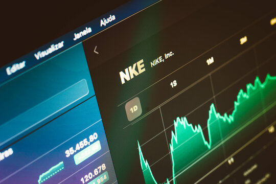 September 1, 2021, Brazil. In this photo illustration the Nike stock chart displayed on computer screen.