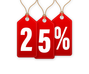 Obraz na płótnie Canvas Animated Discount Tag -25 percent off. Hangtags Sale. Vector illustration.