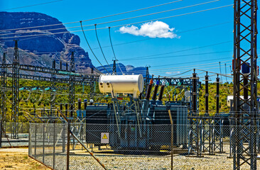 High voltage transformer in rural substation