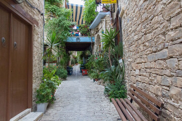 Fototapeta na wymiar Typical street in village Pano Lefkara, Cyprus.