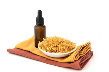 Dried Calendula Petals and Essential Oil © MSPhotographic