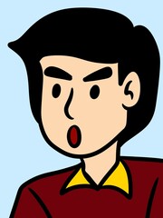 cute man cartoon on blue color background