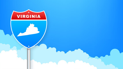 Virginia map on road sign. Welcome to State of Virginia. Vector illustration.